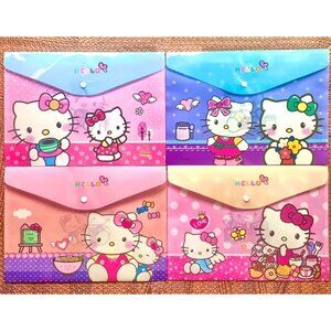 Hello Kitty A4 Document Folder Set (4pcs) Cute Sanrio Cartoon File Envelopes